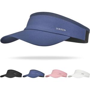 image:imageSukeen Sun Visor for Women Men Lightweight Running Hat with Shock Absorbing Quick Dry Sweatband Stretchy Visor Hat for SportsBlue