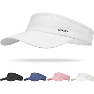 image:imageSukeen Sun Visor for Women Men Lightweight Running Hat with Shock Absorbing Quick Dry Sweatband Stretchy Visor Hat for SportsWhite