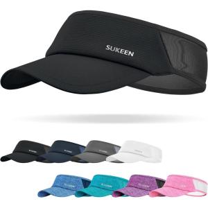 image:imageSukeen Sports Sun Visor Men Women Lightweight Portable Cooling Stretchy Visor Hat for Running Golf Daily WearBlack