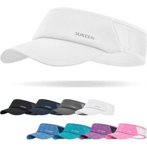 image:imageSukeen Sports Sun Visor Men Women Lightweight Portable Cooling Stretchy Visor Hat for Running Golf Daily WearWhite