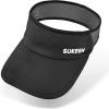 image:imageSukeen Kids Sun Visor Hat for Girls Boys UPF50 Lightweight Cooling Stretchable Packable Sun Hat Outdoor Sports Running Tennis Golf Black