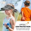 image:imageSukeen Kids Sun Visor Hat for Girls Boys UPF50 Lightweight Cooling Stretchable Packable Sun Hat Outdoor Sports Running Tennis Golf Black and Grey