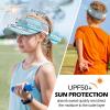 image:imageSukeen Kids Sun Visor Hat for Girls Boys UPF50 Lightweight Cooling Stretchable Packable Sun Hat Outdoor Sports Running Tennis Golf Sky Blue