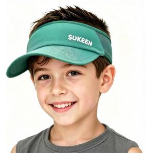 image:imageSukeen Kids Sun Visor Hat for Girls Boys UPF50 Lightweight Cooling Stretchable Packable Sun Hat Outdoor Sports Running Tennis Golf Lake Blue