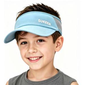 image:imageSukeen Kids Sun Visor Hat for Girls Boys UPF50 Lightweight Cooling Stretchable Packable Sun Hat Outdoor Sports Running Tennis Golf Sky Blue