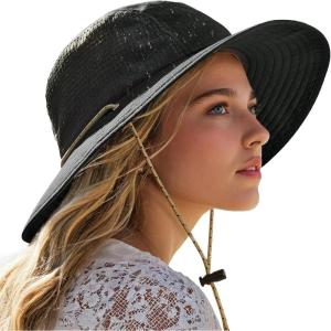 image:imageSukeen Bucket Hat for WomenSun Hat UPF 50 Comfortable and Adjustable for Outdoor Sports and DailyBlack